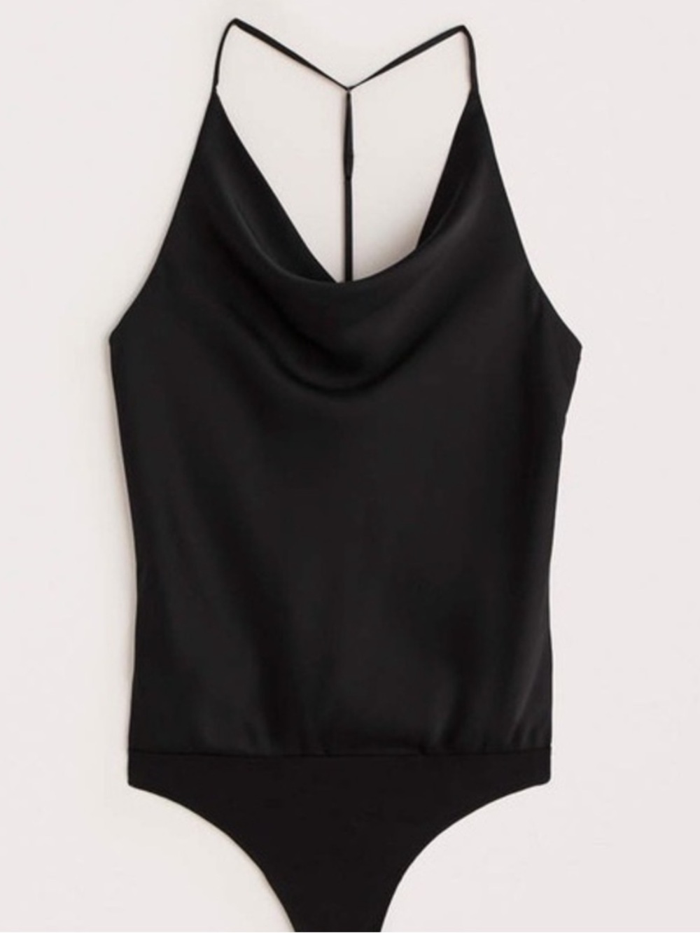 Abercrombie & Fitch NWT Satin Cowl Neck Bodysuit Black Size Small